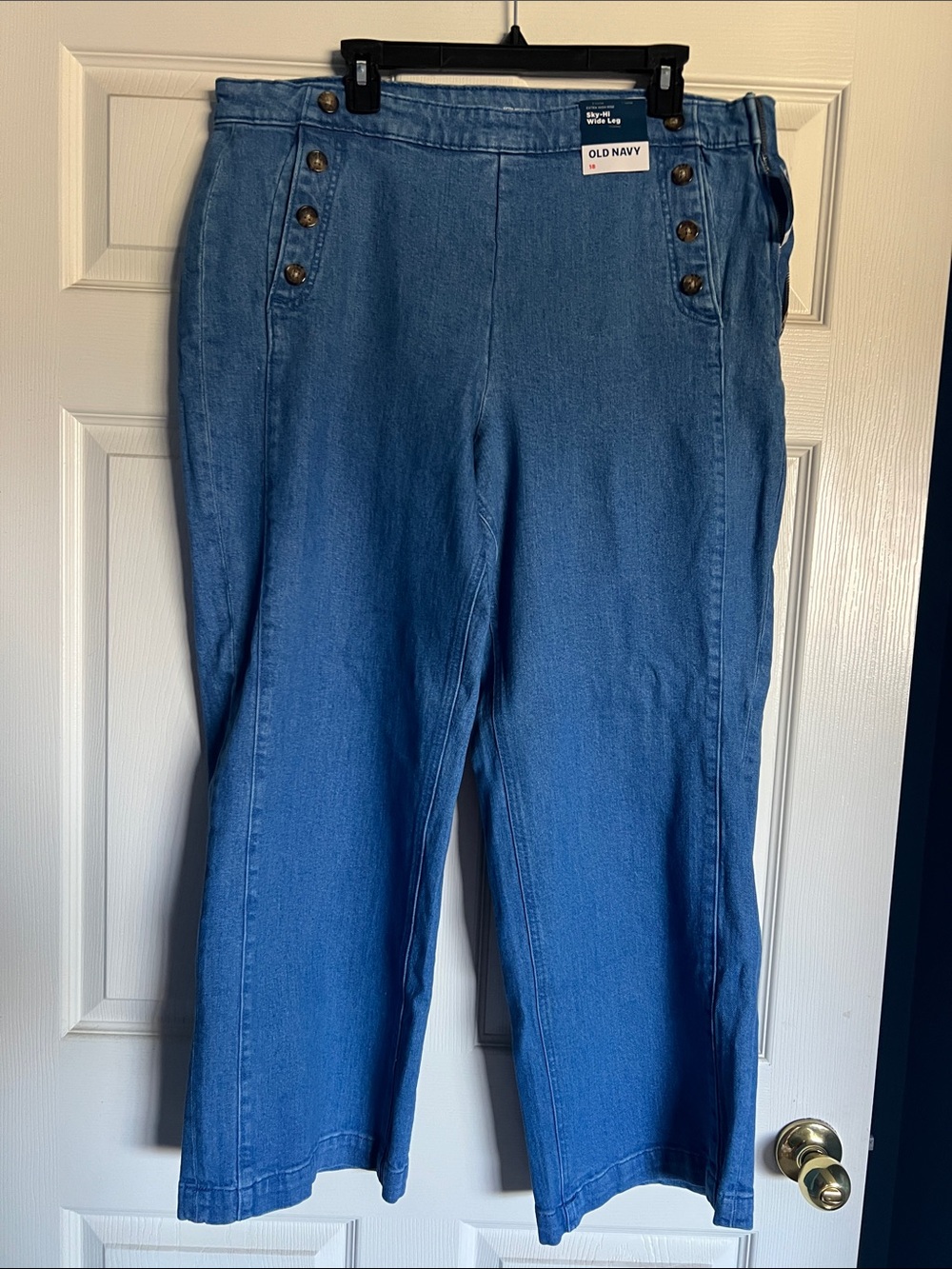 Old Navy Blue Wide-Leg Button-Detail Jeans
